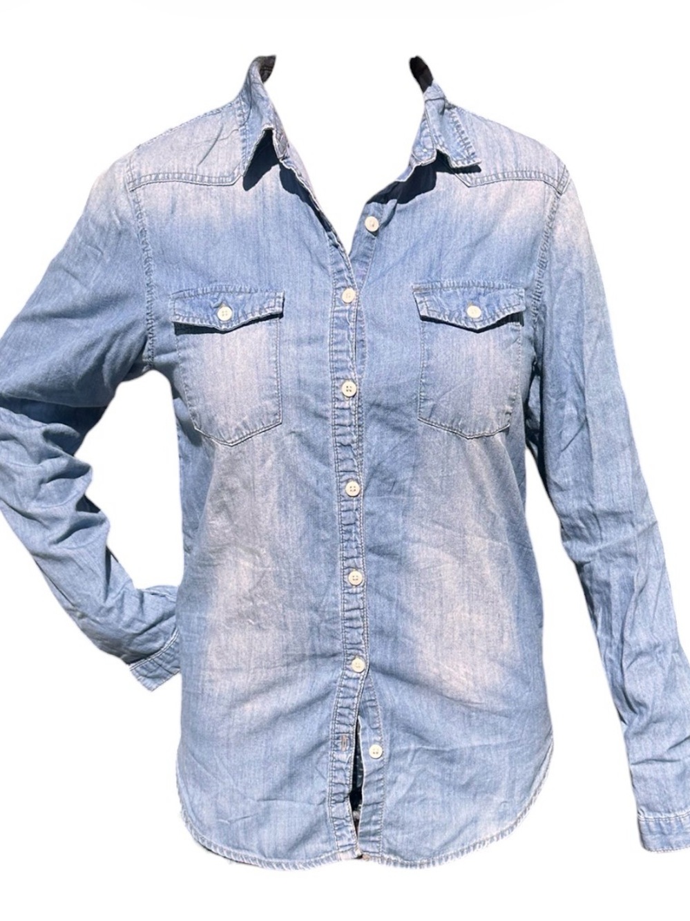 Cotton On Light Blue Denim Button-Down Shirt